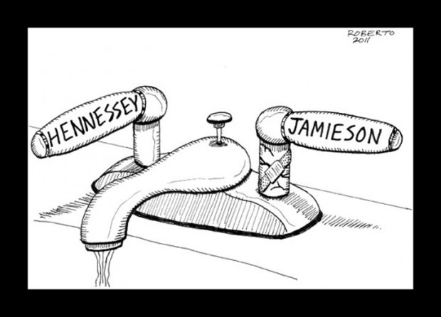 Editorial cartoon: Water line break